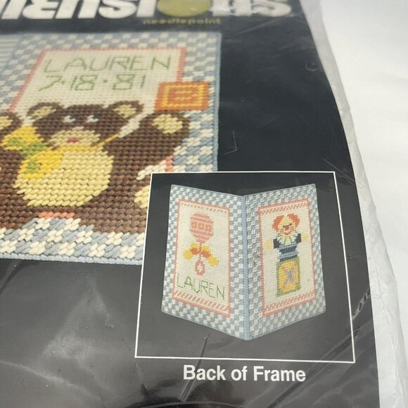 Vintage 1980 Dimensions Needlepoint Kit 2170 Baby Frame Birth Record Sealed - Picture 5 of 15